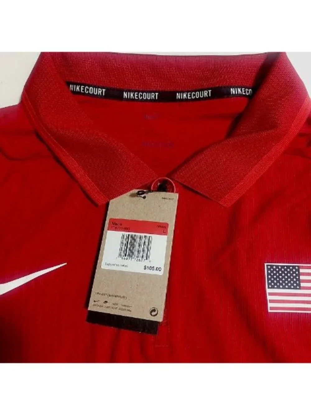 Nike Court Dri Fit USA Shirt Mens Size L Large Quarter Zip Tennis Polo Slim Red
